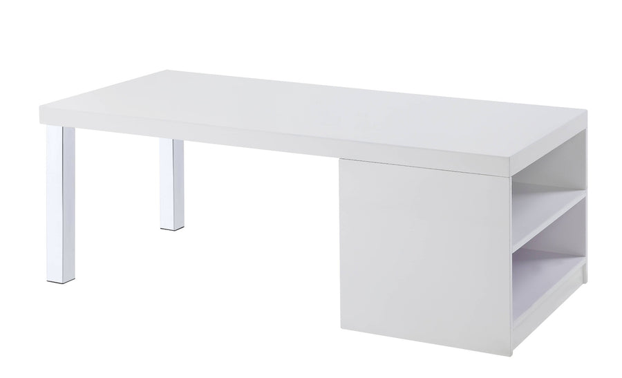 Harta Scandinavian Coffee & End Tables - White High Gloss on Chrome Legs
