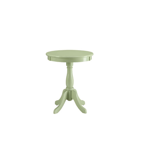 Alger Round Pedestal Accent Table - Cottage-Style Turned Base in White, Black or Light Green