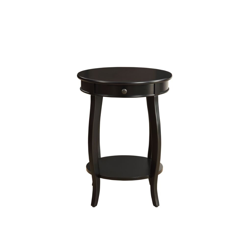 Alysa Round Side Table with Drawer & Shelf
