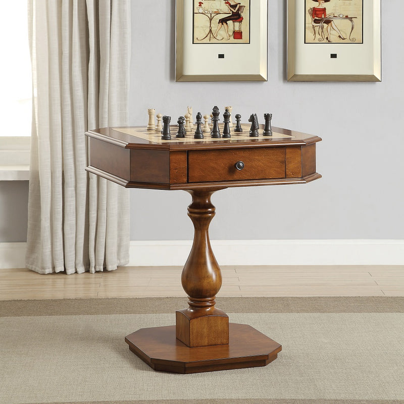 Bishop Game Table - 3-in-1 Reversible Chess, Checkers & Backgammon Top with 2 Drawers in Cherry or Black
