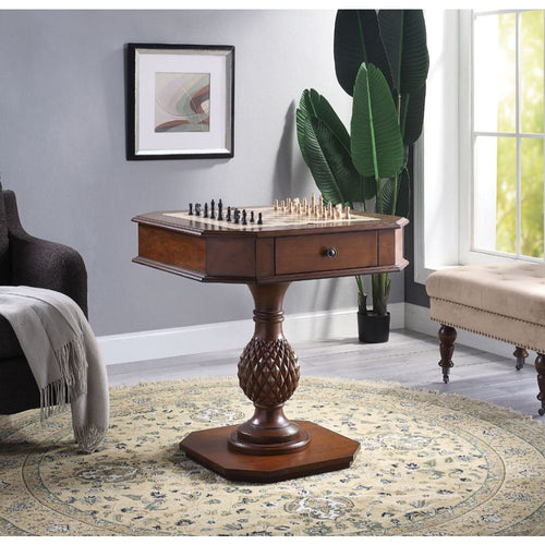 Bishop II Game Table - Reversible Chess, Checkers & Backgammon Tray with 2 Drawers in Cherry