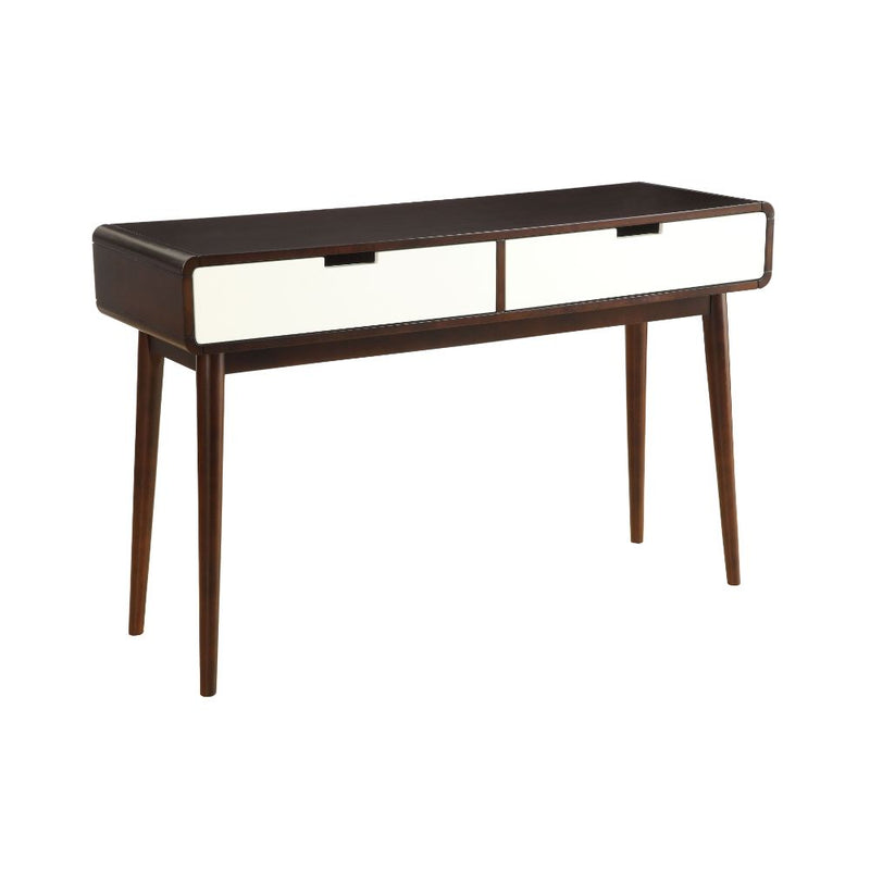 Christa Sofa Table - 2 Drawers & Tapered Legs in Espresso & White