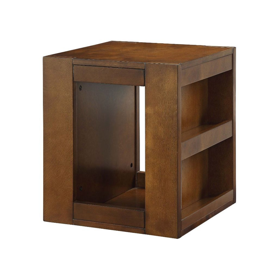 Pisanio Swivel End Table - Bottom Shelf & Side Magazine Holders in Espresso