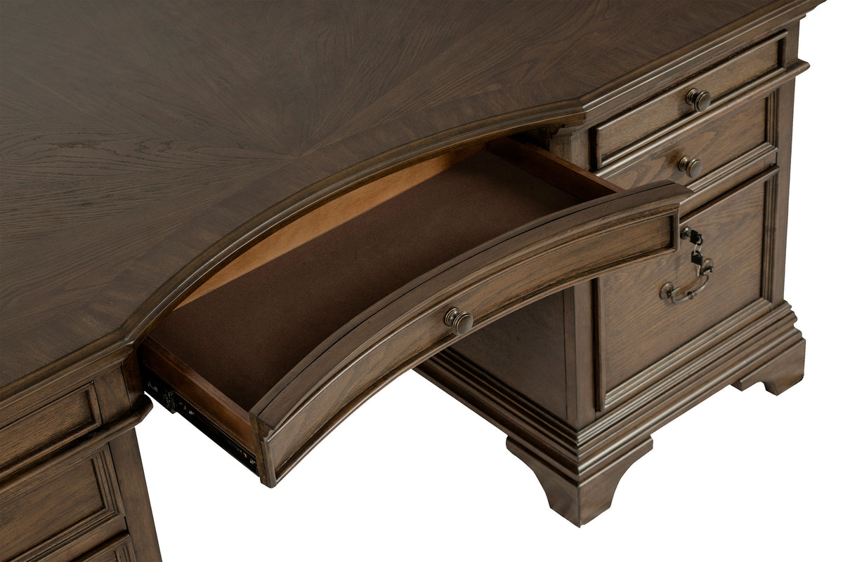 Hartshill Executive Desk, Credenza, File Cabinet & Bookcases - Traditional Home Office in Burnished Oak – view 20