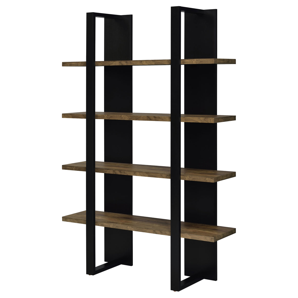Danbrook 71" 4-Shelf Bookshelf - Floating-Shelf Design in Black & Aged Walnut – view 4