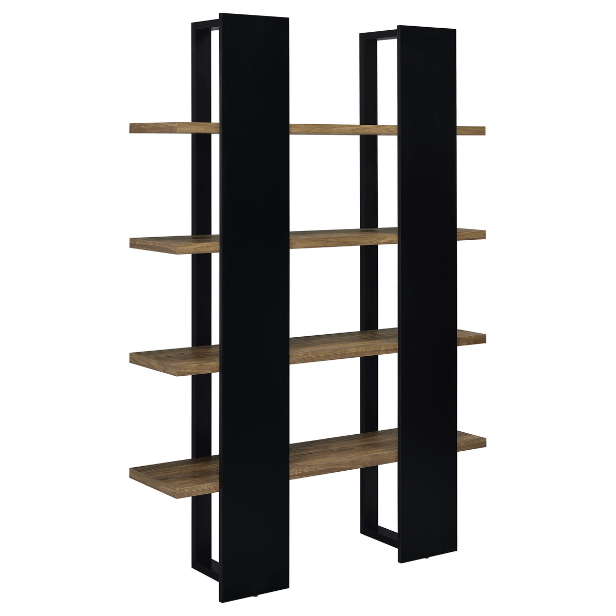 Danbrook 71" 4-Shelf Bookshelf - Floating-Shelf Design in Black & Aged Walnut – view 6