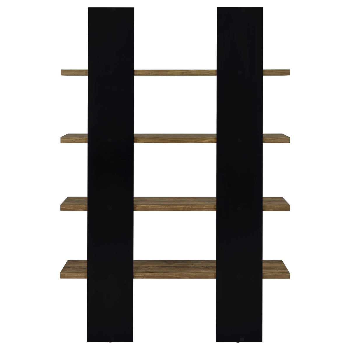 Danbrook 71" 4-Shelf Bookshelf - Floating-Shelf Design in Black & Aged Walnut – view 7