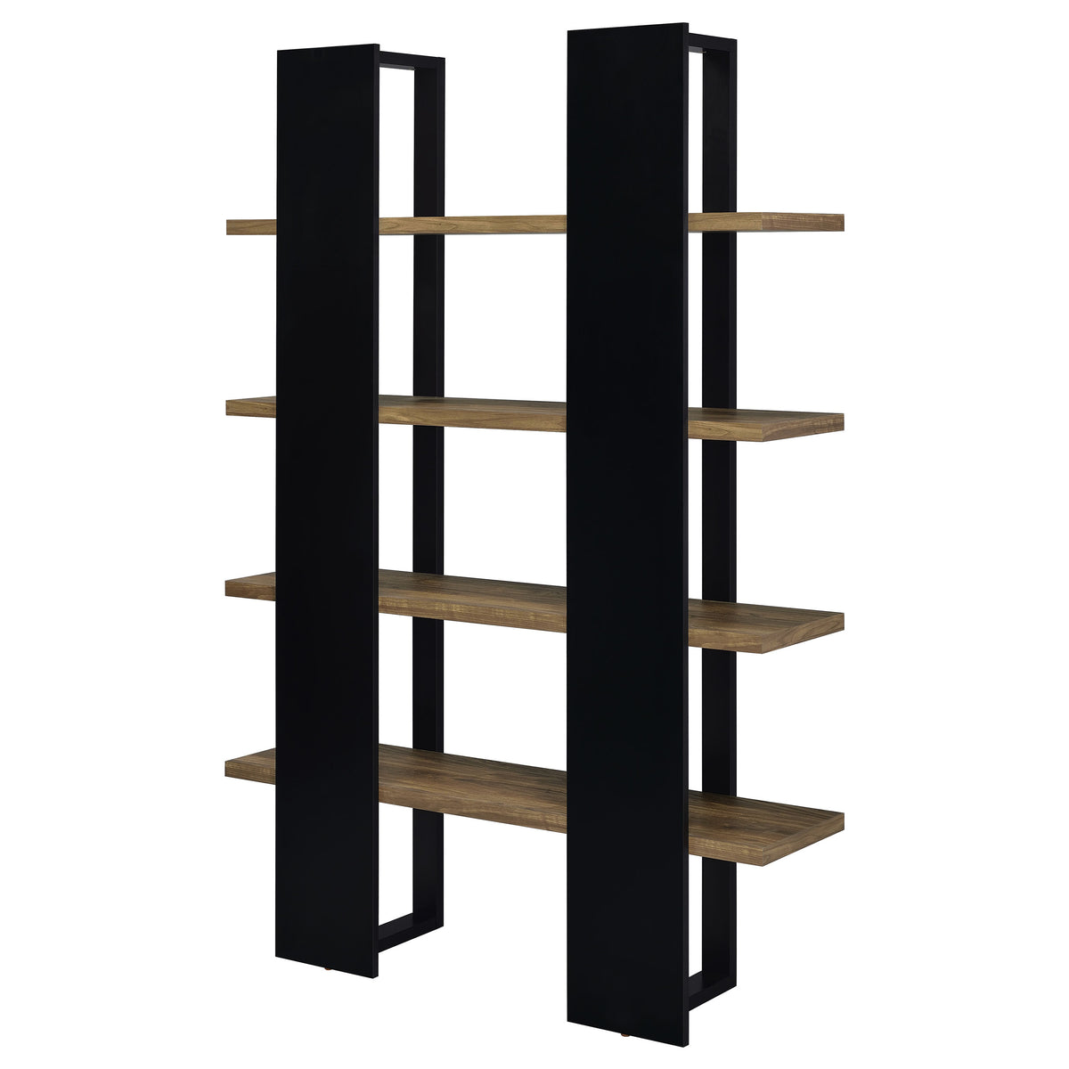 Danbrook 71" 4-Shelf Bookshelf - Floating-Shelf Design in Black & Aged Walnut – view 8