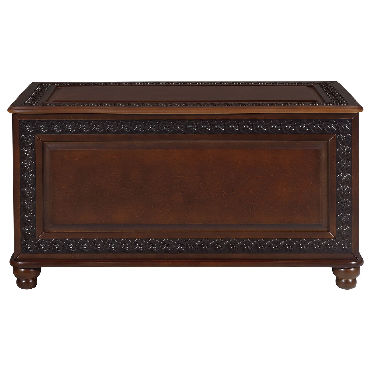Finlay Cedar-Lined Storage Chest - Carved Trim, Turned Feet & Safety Hinge in Dark Tobacco – view 5