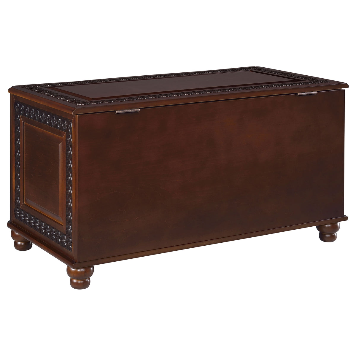 Finlay Cedar-Lined Storage Chest - Carved Trim, Turned Feet & Safety Hinge in Dark Tobacco – view 8