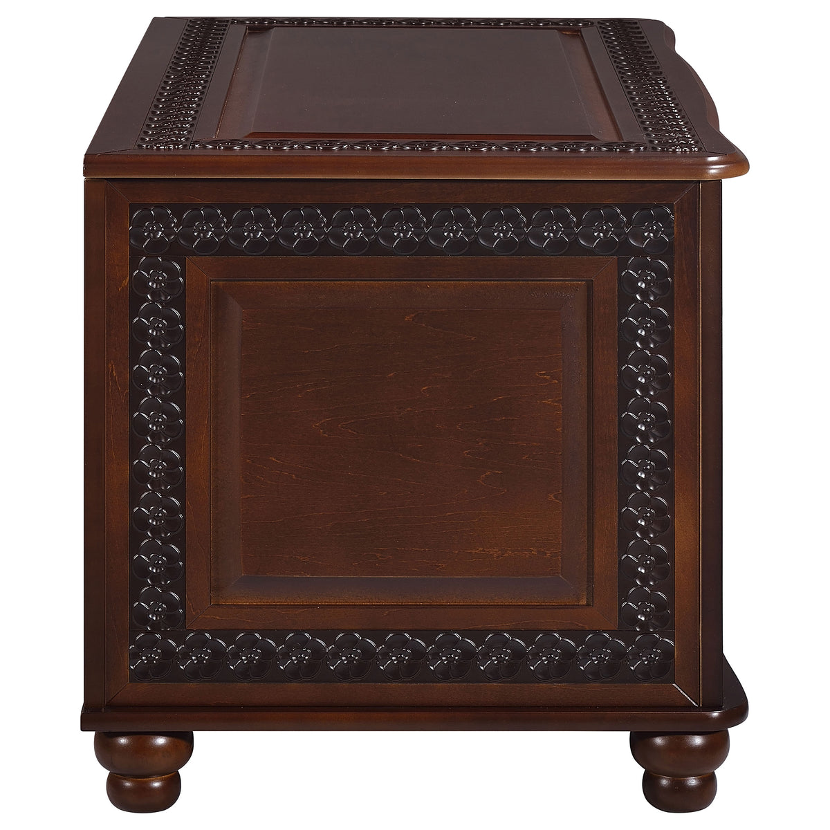 Finlay Cedar-Lined Storage Chest - Carved Trim, Turned Feet & Safety Hinge in Dark Tobacco – view 11