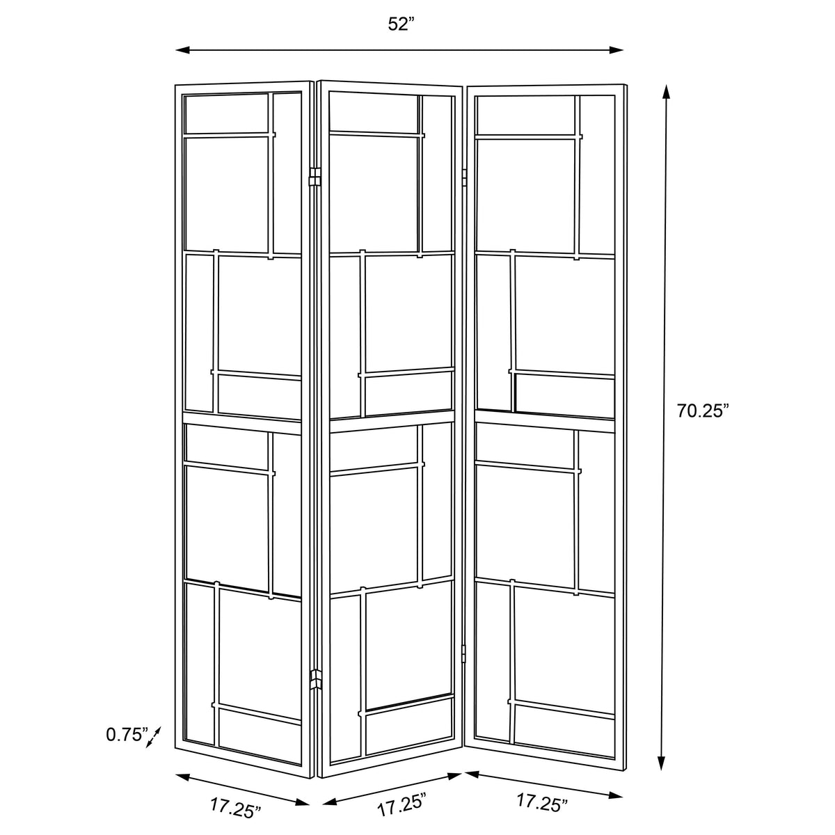 Damis 3-Panel Folding Shoji Screen Room Divider - Black Frame with White Fabric Panels – view 7