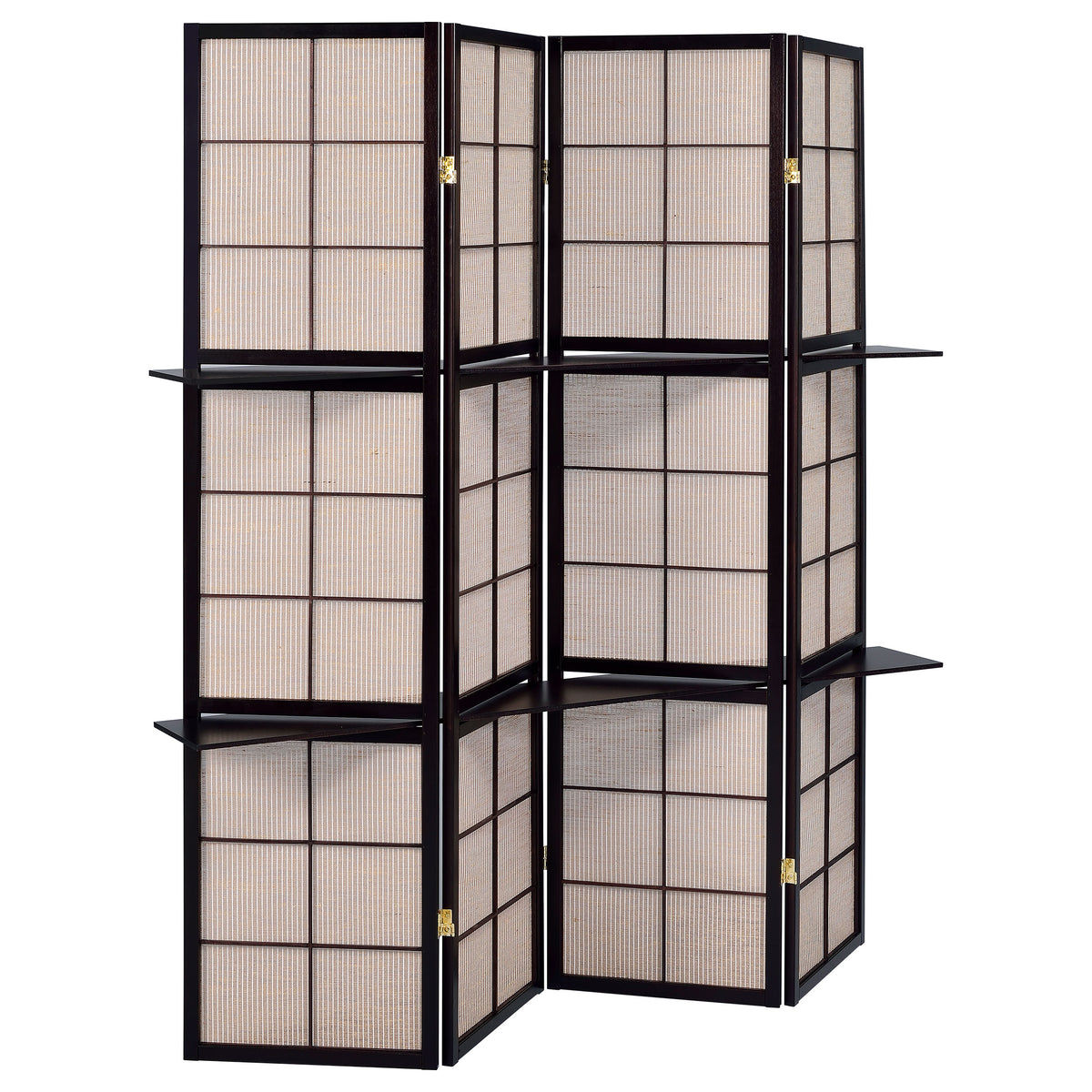 Iggy 4-Panel Folding Room Divider with 2 Shelves