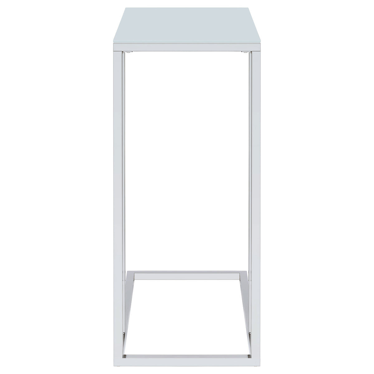 Stella C-Shaped Sofa Side Table - White Glass Top on Chrome Frame – view 3