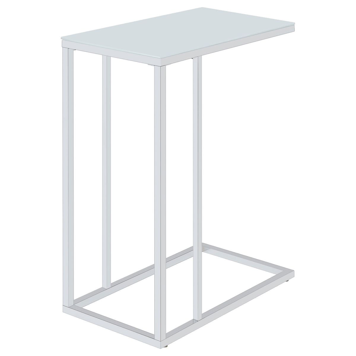 Stella C-Shaped Sofa Side Table - White Glass Top on Chrome Frame – view 4