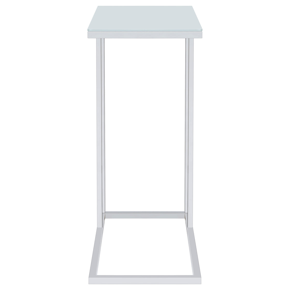 Stella C-Shaped Sofa Side Table - White Glass Top on Chrome Frame – view 7