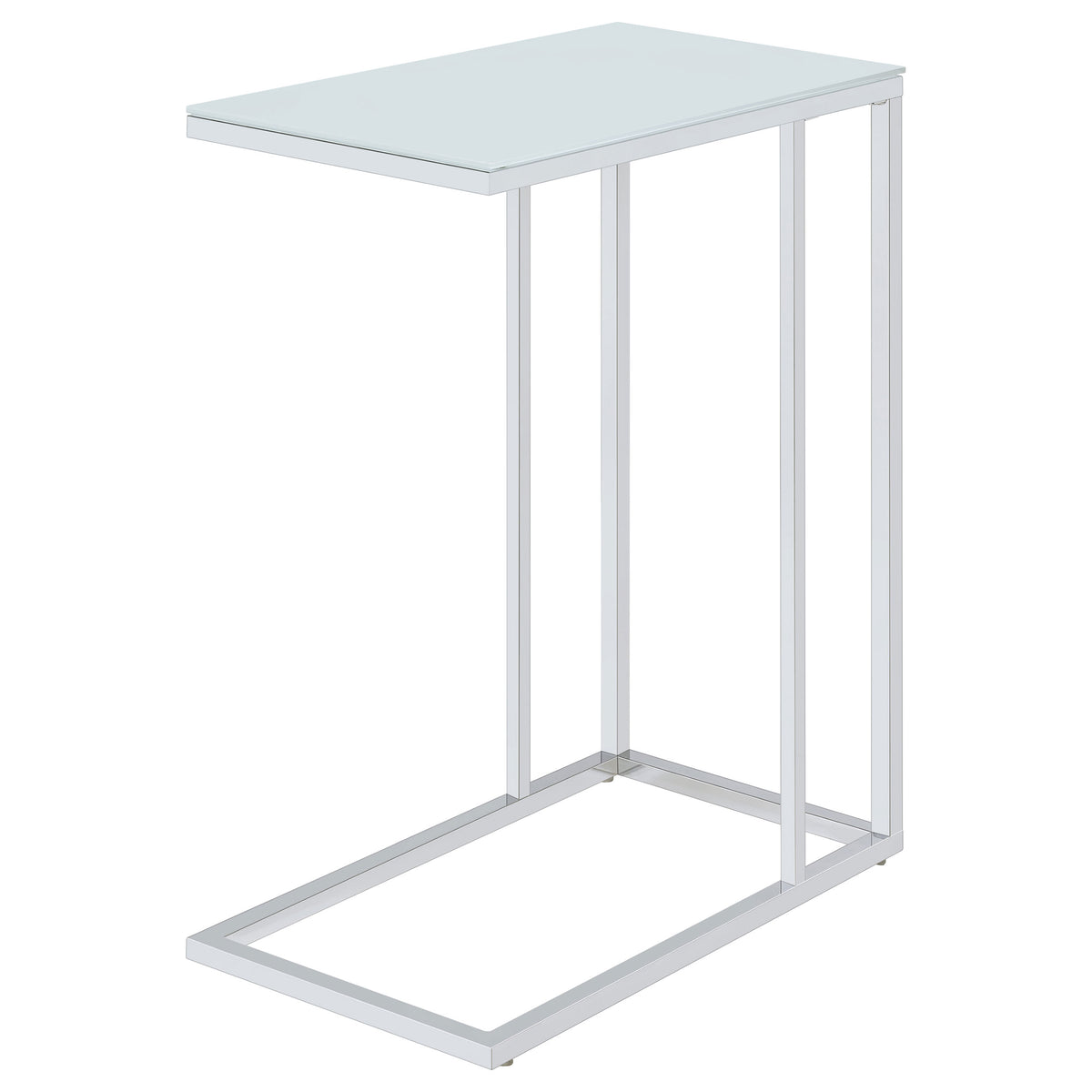 Stella C-Shaped Sofa Side Table - White Glass Top on Chrome Frame – view 8