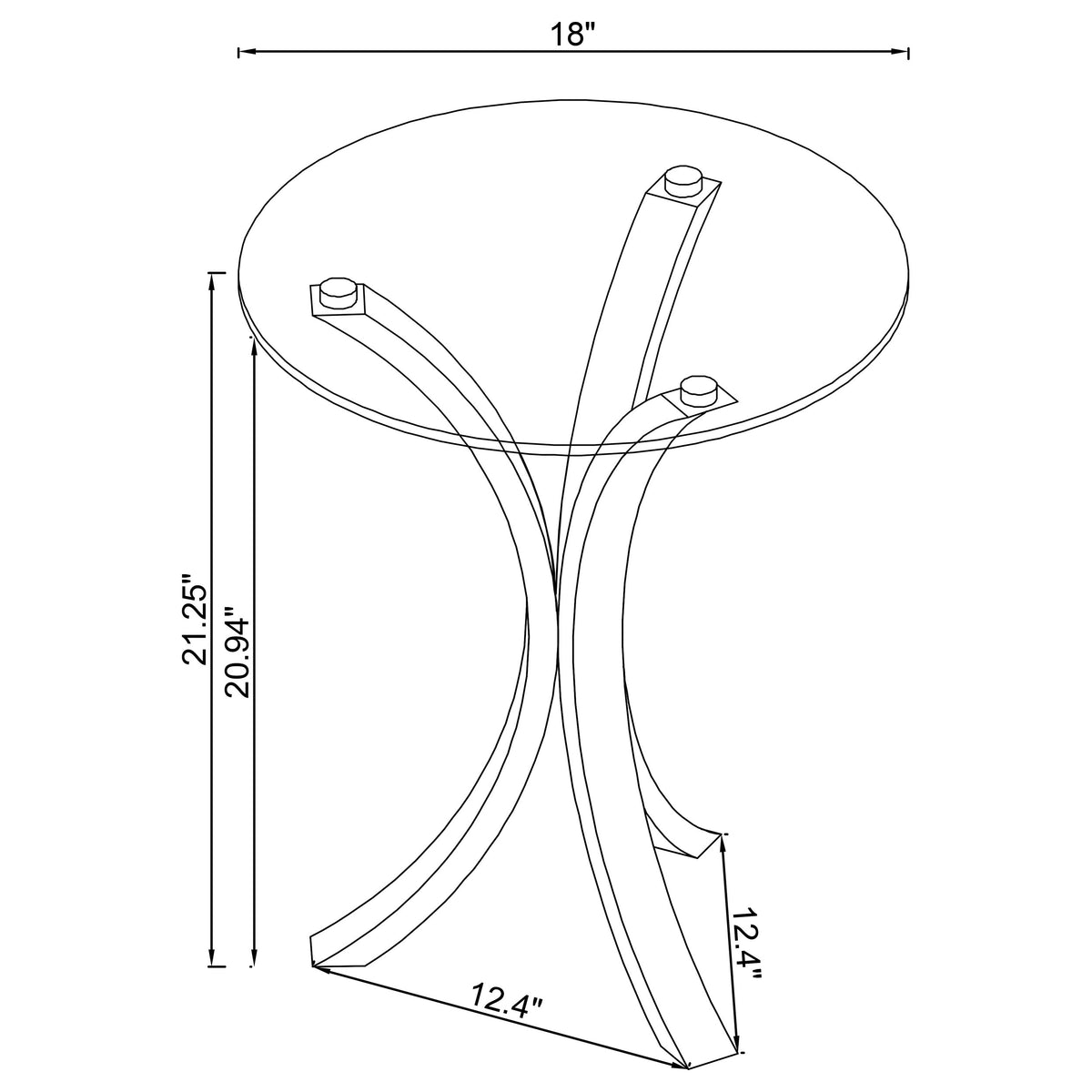 Laning Round Side Table - Tempered Glass Top on Clear Acrylic Legs – view 4