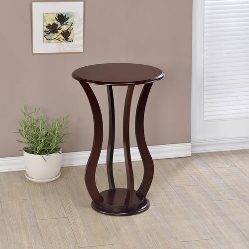 Elton Round Accent Table & Plant Stand - Sculptural Curved Legs in Cherry