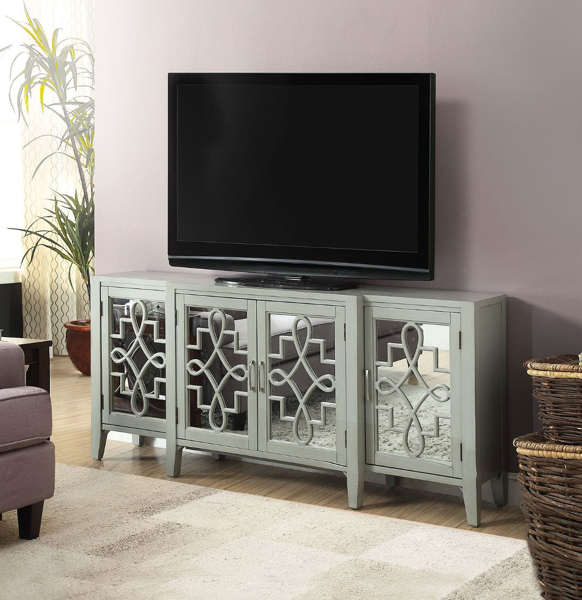 Kacia Mirrored Console Cabinet