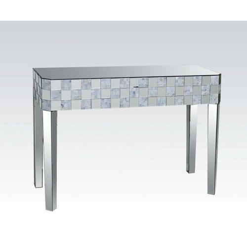 Nasa Mirrored Console Table & Accent Table - Mother of Pearl Inlay & Tapered Legs