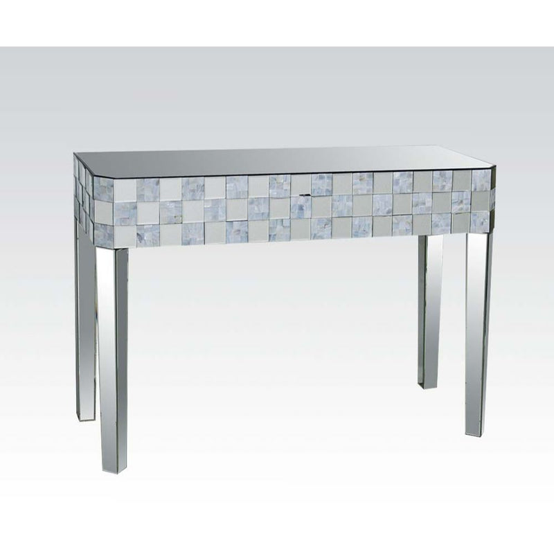 Nasa Mirrored Console Table & Accent Table - Mother of Pearl Inlay & Tapered Legs