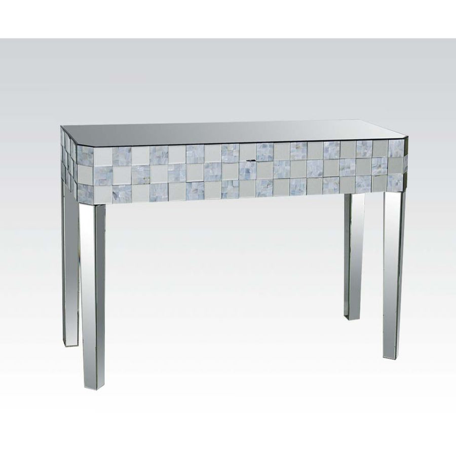 Nasa Mirrored Console Table & Accent Table - Mother of Pearl Inlay & Tapered Legs