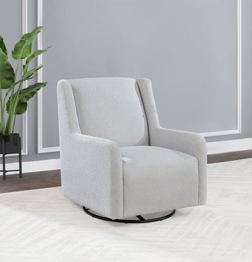 Serra Boucle Swivel Glider Accent Chair - 360-Degree Swivel Nursery & Living Room Chair in Dove Grey