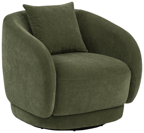 Arnaud Swivel Barrel Accent Chair - Green Chenille with Loose Back Pillow
