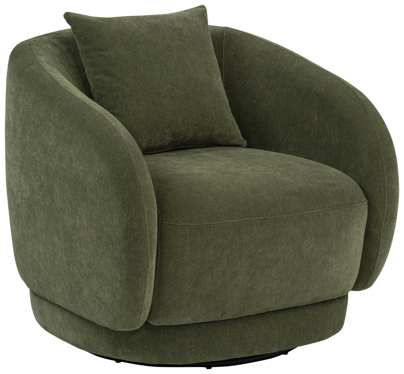 Arnaud Swivel Barrel Accent Chair - Green Chenille with Loose Back Pillow