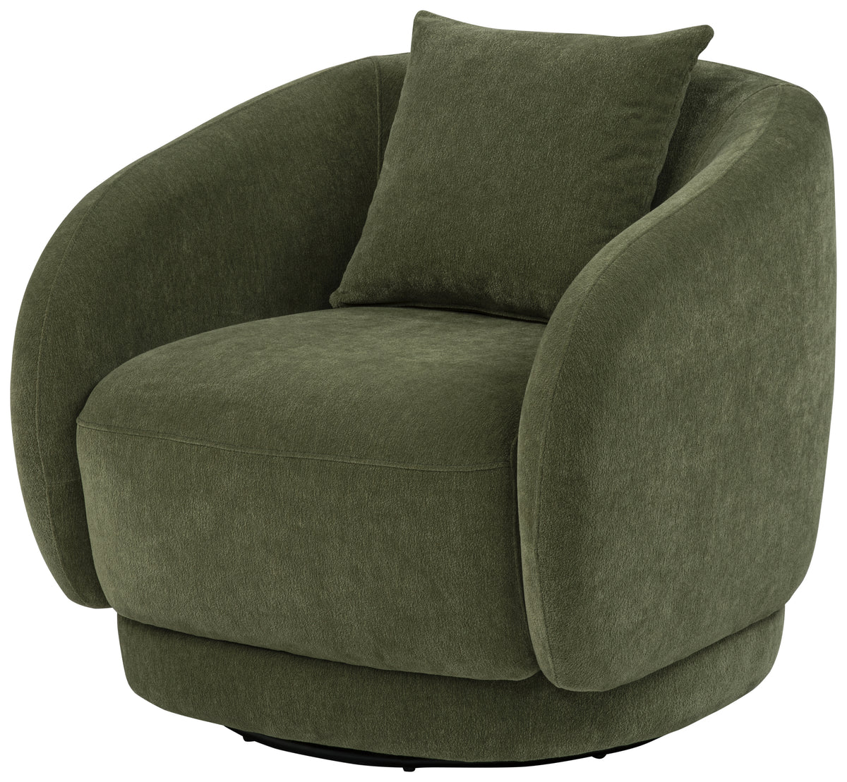 Arnaud Swivel Barrel Accent Chair - Green Chenille with Loose Back Pillow – view 4