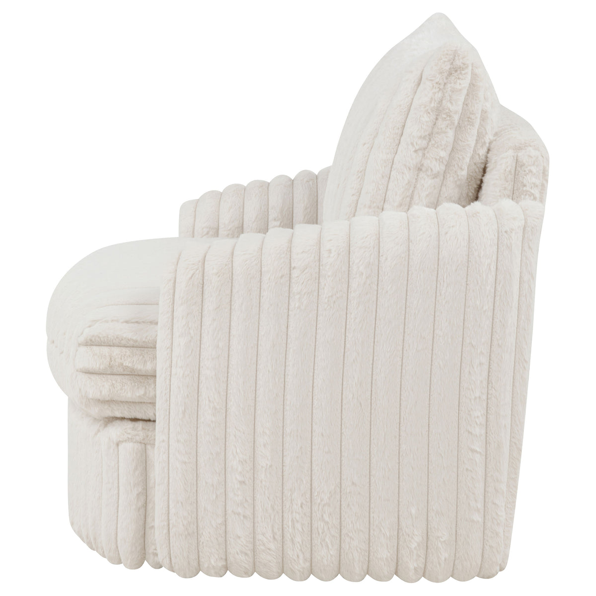 Sarco Channel-Tufted Corduroy Swivel Accent Chair - 360-Degree Swivel in Ivory – view 5