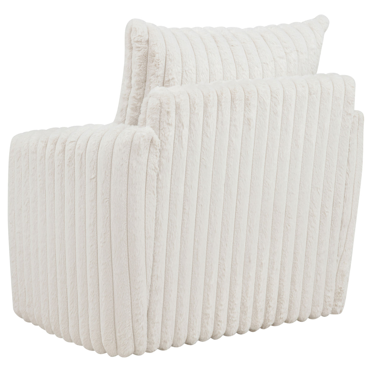 Sarco Channel-Tufted Corduroy Swivel Accent Chair - 360-Degree Swivel in Ivory – view 6