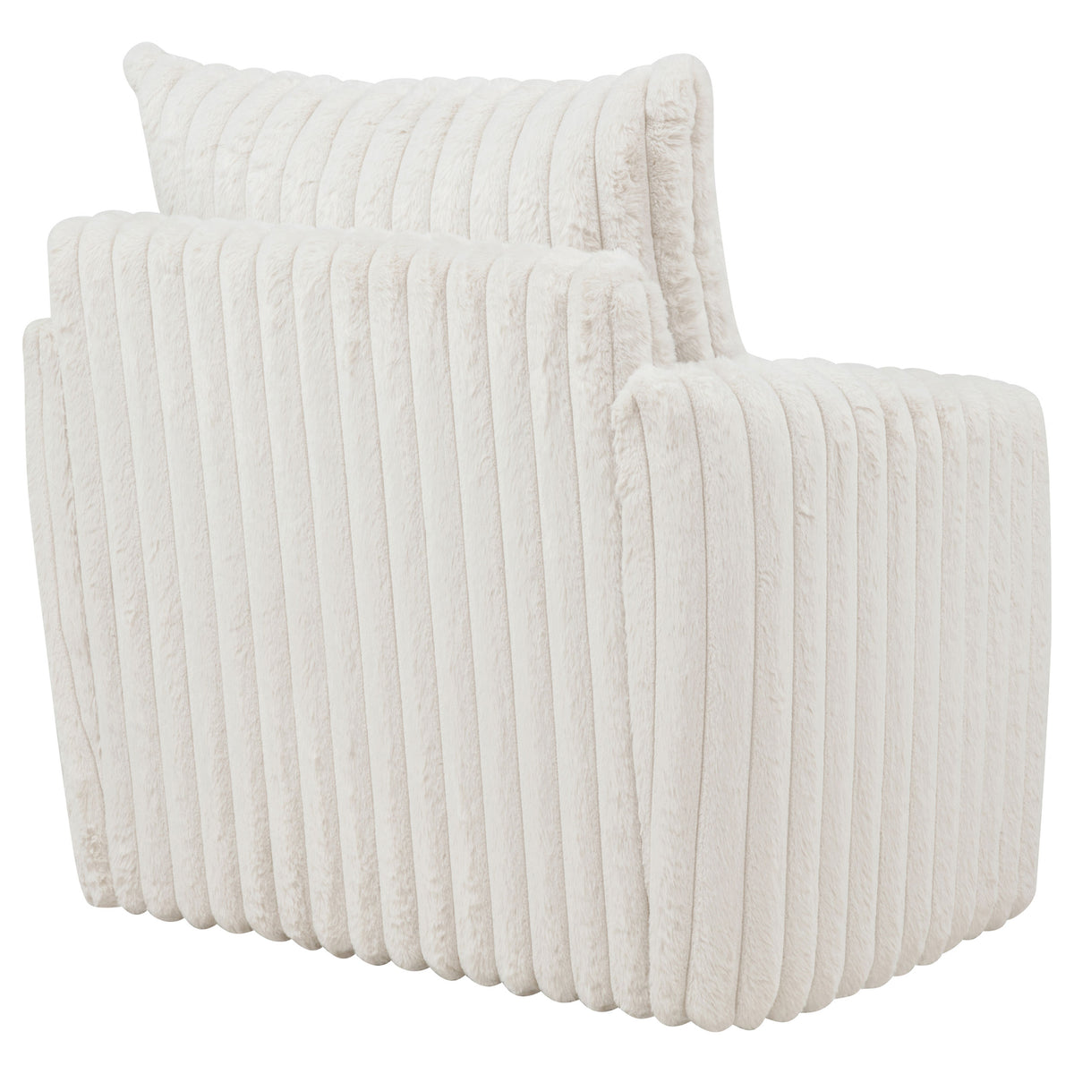 Sarco Channel-Tufted Corduroy Swivel Accent Chair - 360-Degree Swivel in Ivory – view 8