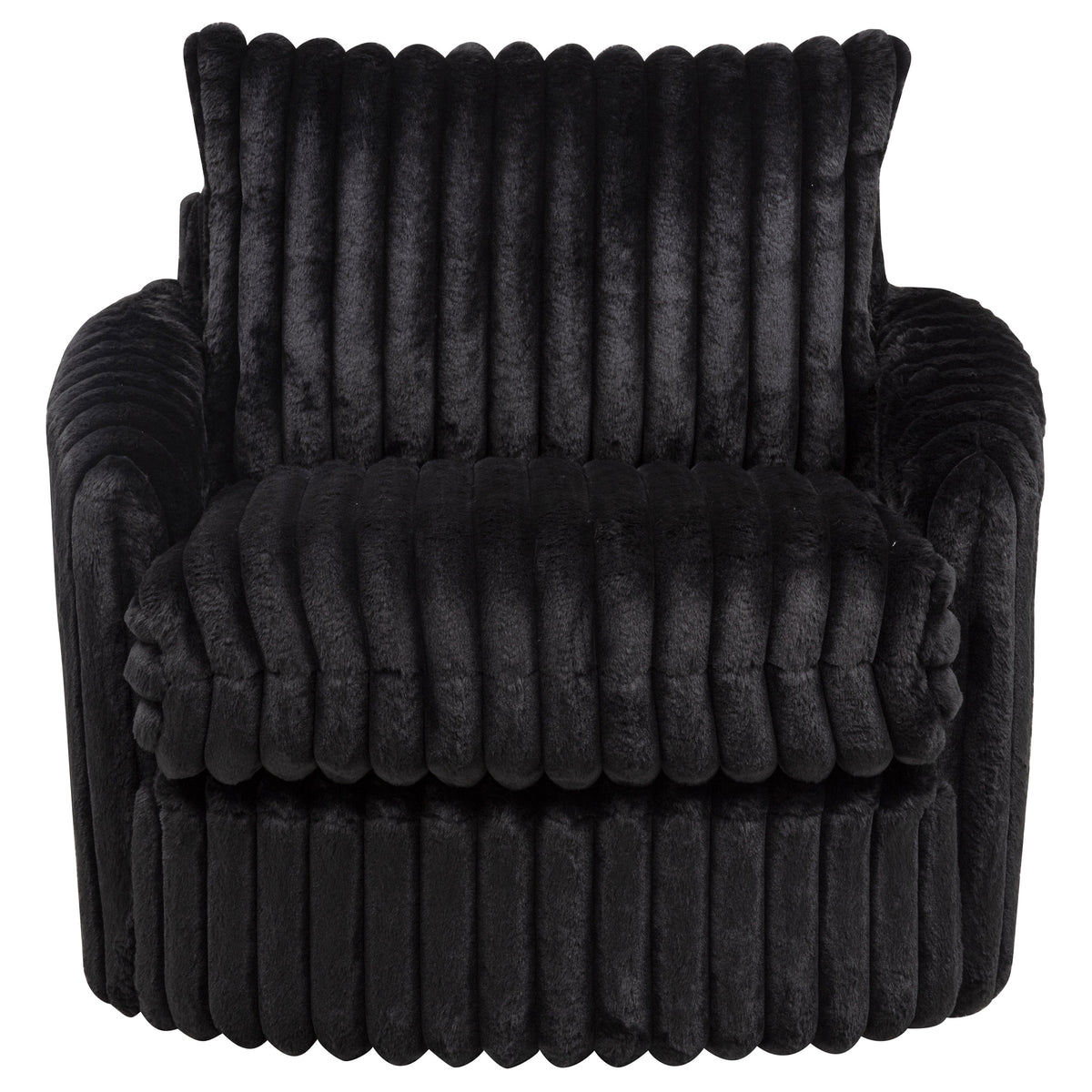 Sarco Channel-Tufted Swivel Accent Chair - Black Corduroy with 360-Degree Swivel – view 3