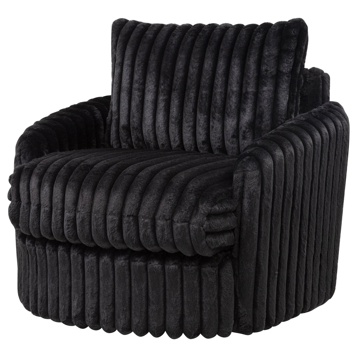 Sarco Channel-Tufted Swivel Accent Chair - Black Corduroy with 360-Degree Swivel – view 4