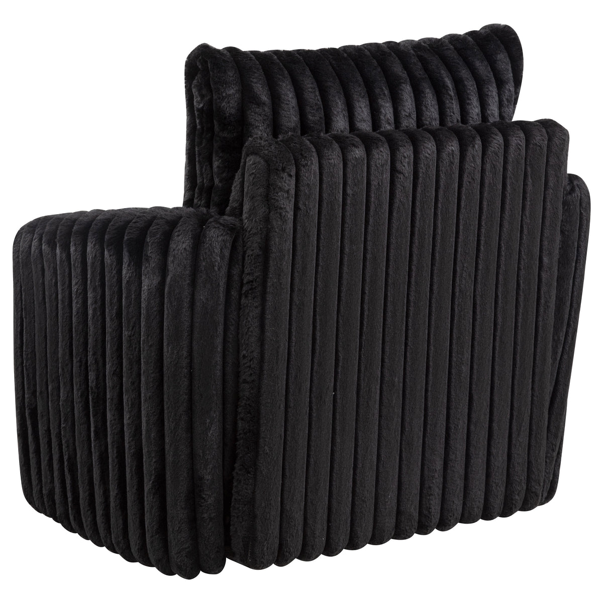 Sarco Channel-Tufted Swivel Accent Chair - Black Corduroy with 360-Degree Swivel – view 6