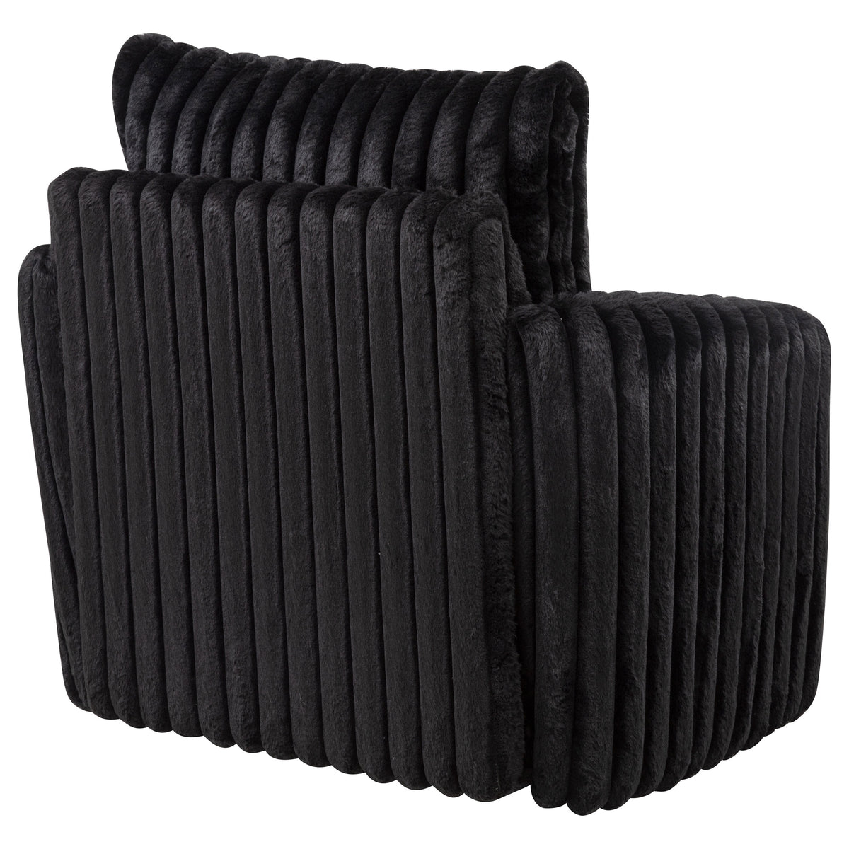 Sarco Channel-Tufted Swivel Accent Chair - Black Corduroy with 360-Degree Swivel – view 8