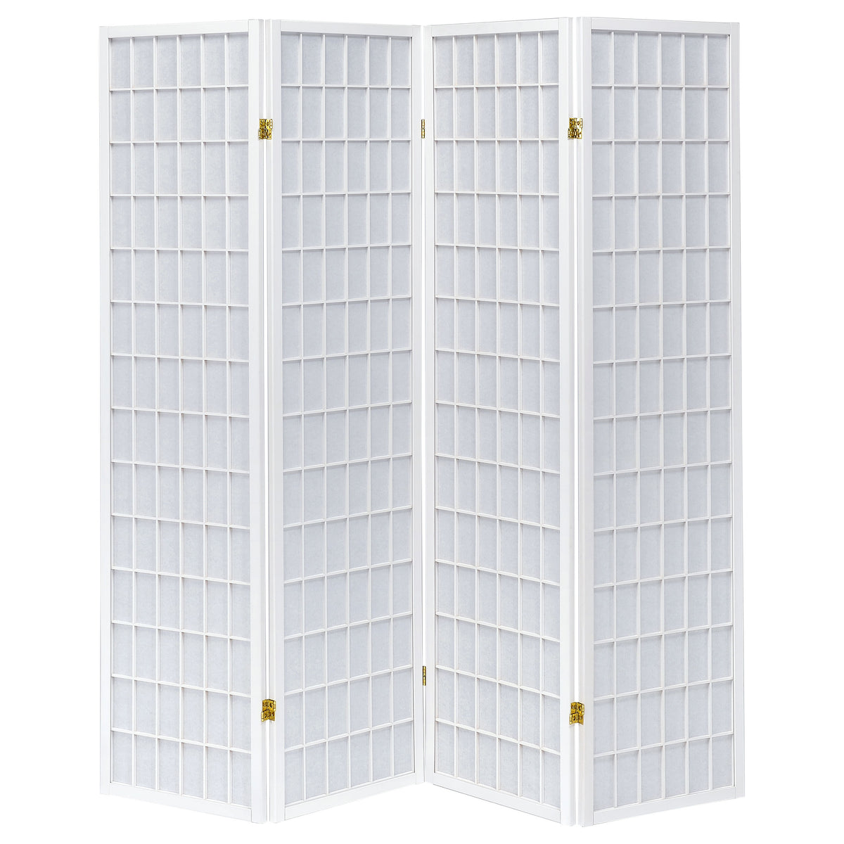 Roberto 4-Panel Shoji-Style Room Divider - White Grid Frame with Fabric Panels – view 3