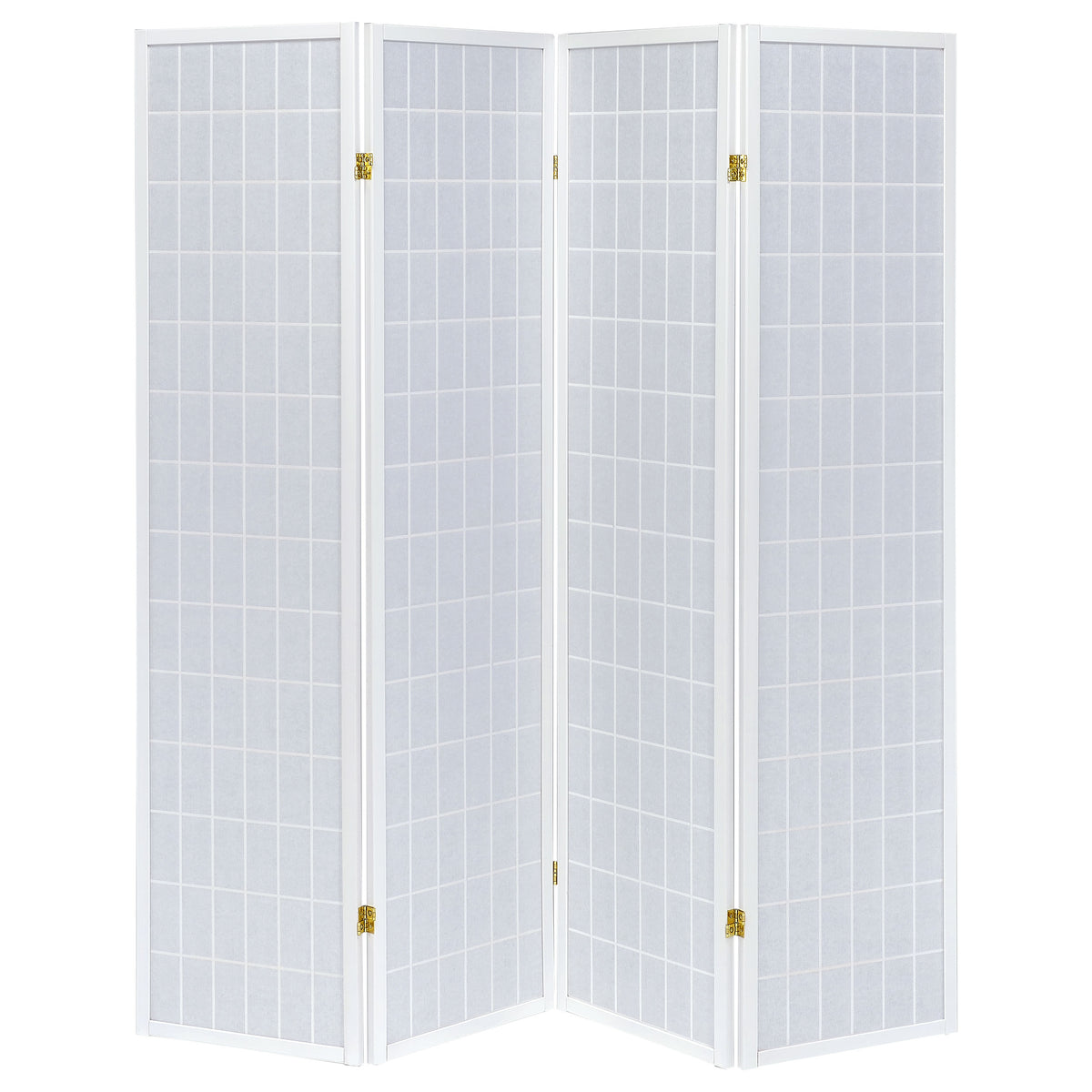 Roberto 4-Panel Shoji-Style Room Divider - White Grid Frame with Fabric Panels – view 4