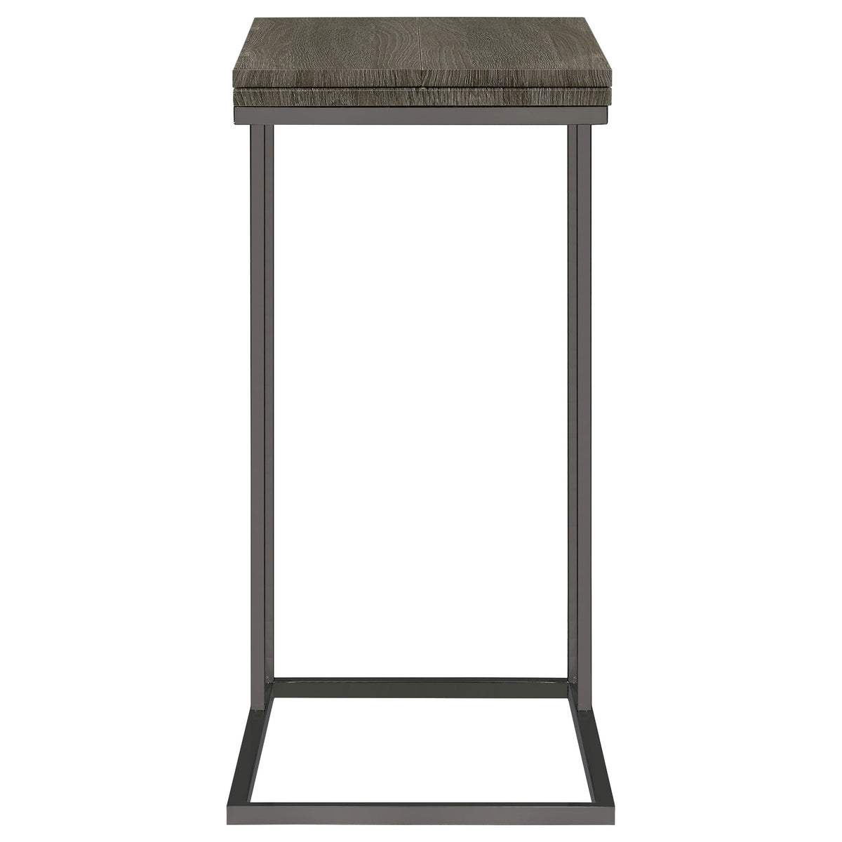 Pedro Expandable C-Shaped Side Table - Fold-Out Top in Weathered Grey with Black Nickel Base – view 5