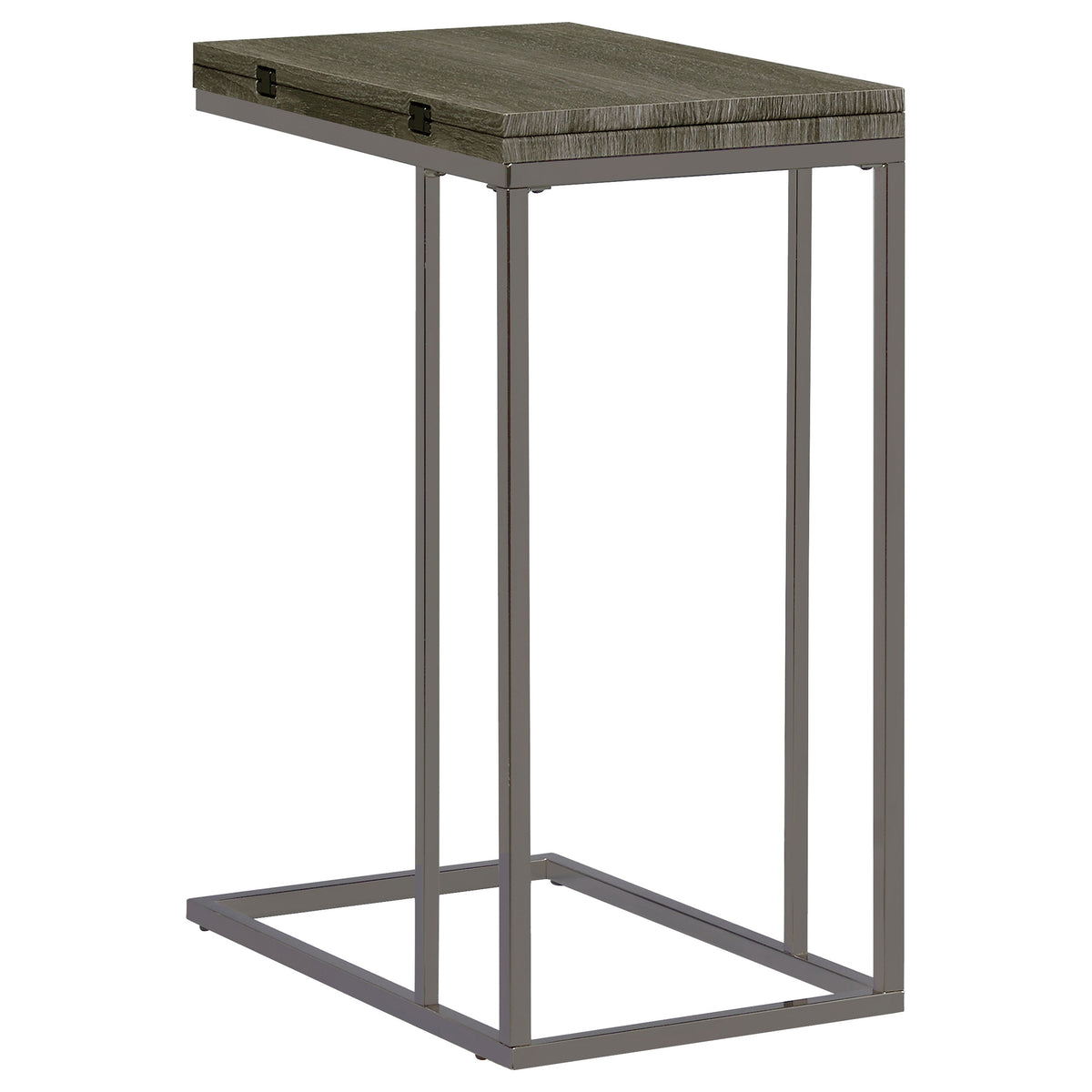 Pedro Expandable C-Shaped Side Table - Fold-Out Top in Weathered Grey with Black Nickel Base – view 8