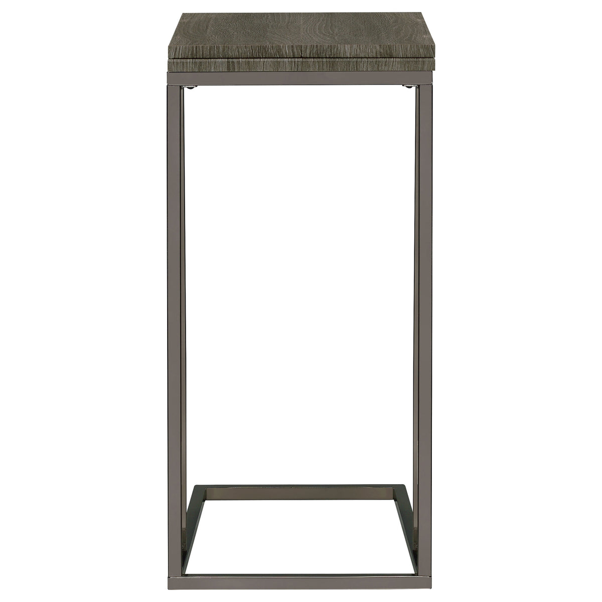 Pedro Expandable C-Shaped Side Table - Fold-Out Top in Weathered Grey with Black Nickel Base – view 10