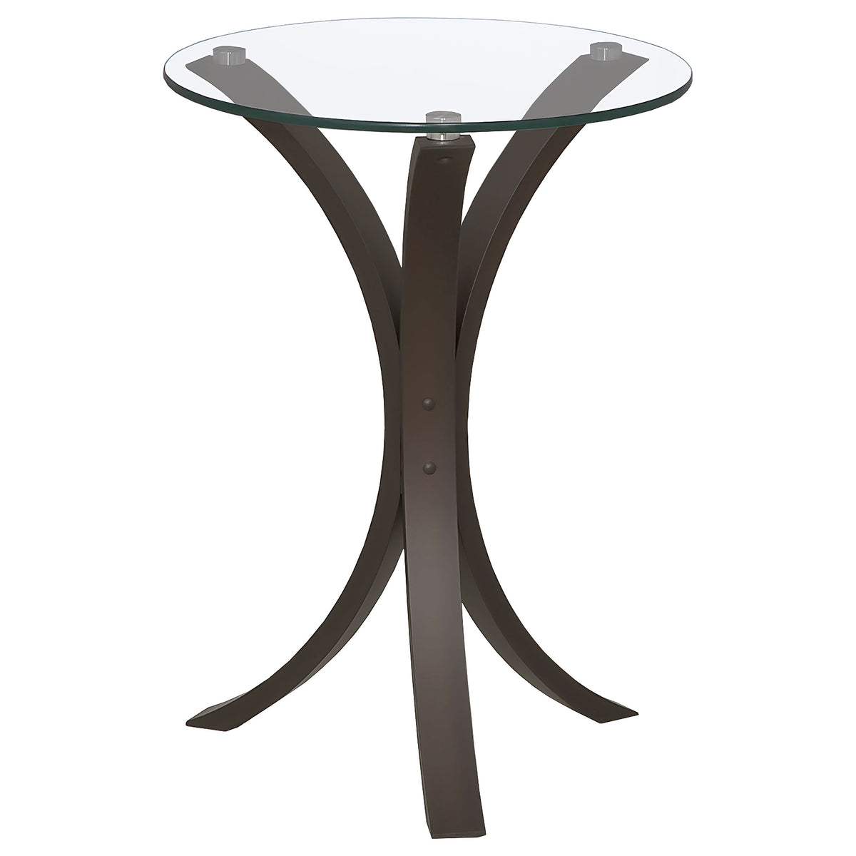 Edgar Round Glass Top Side Table - Curved Cappuccino Frame, Contemporary Accent Table – view 3