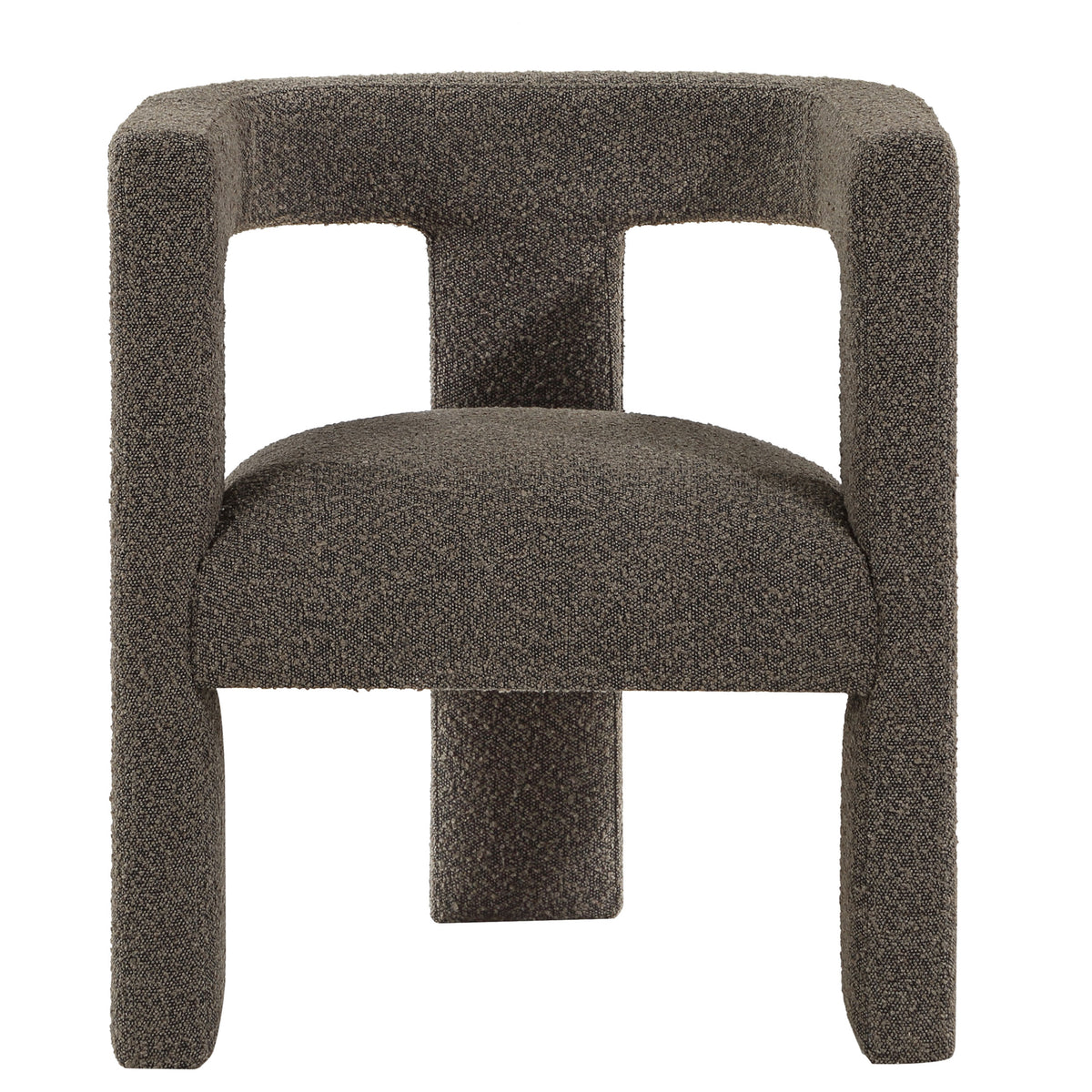 Petra Curved Boucle Accent Chair - Fully Upholstered Sculptural Silhouette in Chocolate Brown – view 3