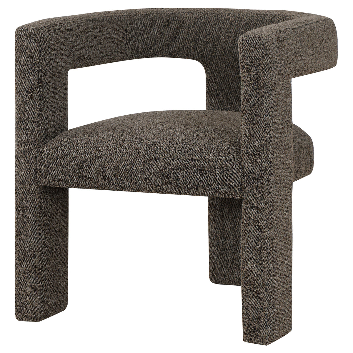 Petra Curved Boucle Accent Chair - Fully Upholstered Sculptural Silhouette in Chocolate Brown – view 4