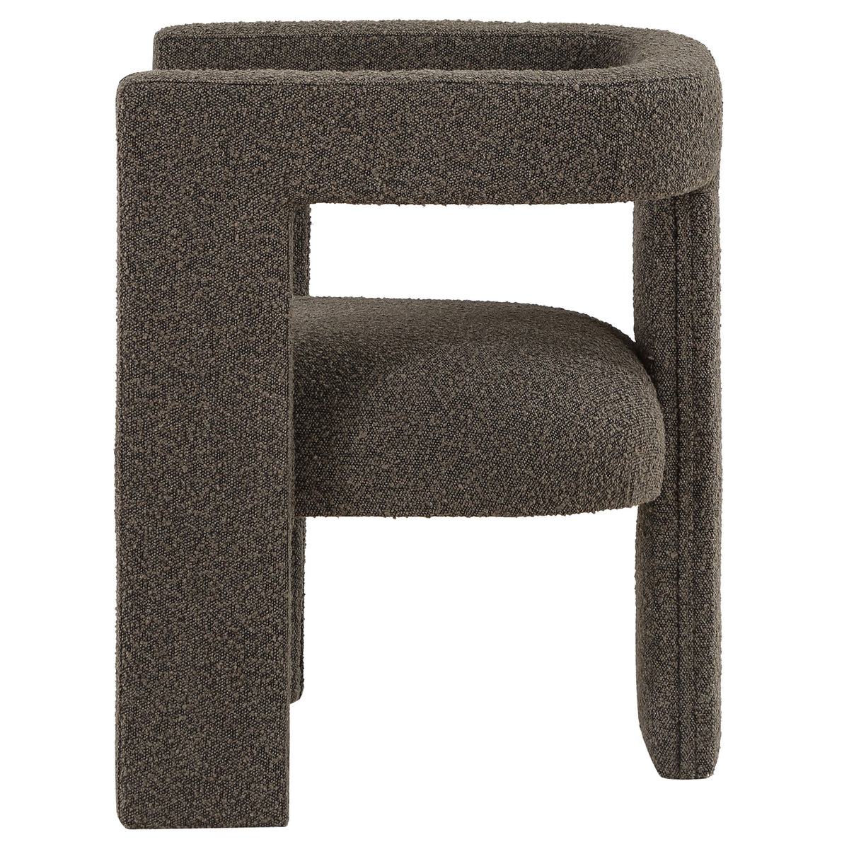 Petra Curved Boucle Accent Chair - Fully Upholstered Sculptural Silhouette in Chocolate Brown – view 5