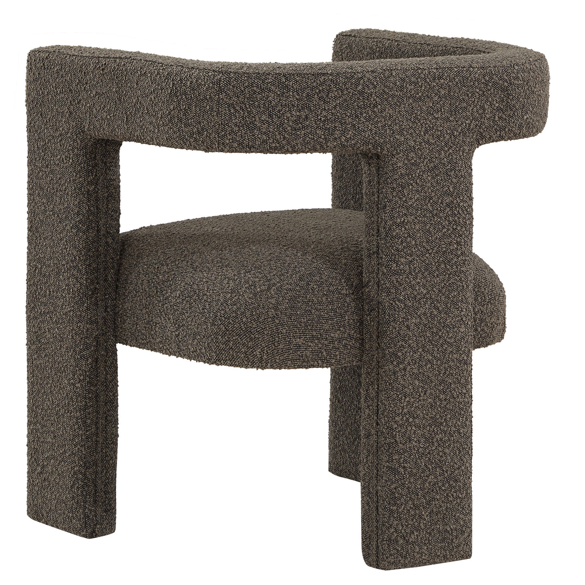 Petra Curved Boucle Accent Chair - Fully Upholstered Sculptural Silhouette in Chocolate Brown – view 6