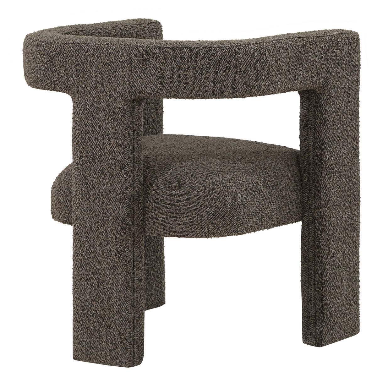 Petra Curved Boucle Accent Chair - Fully Upholstered Sculptural Silhouette in Chocolate Brown – view 8