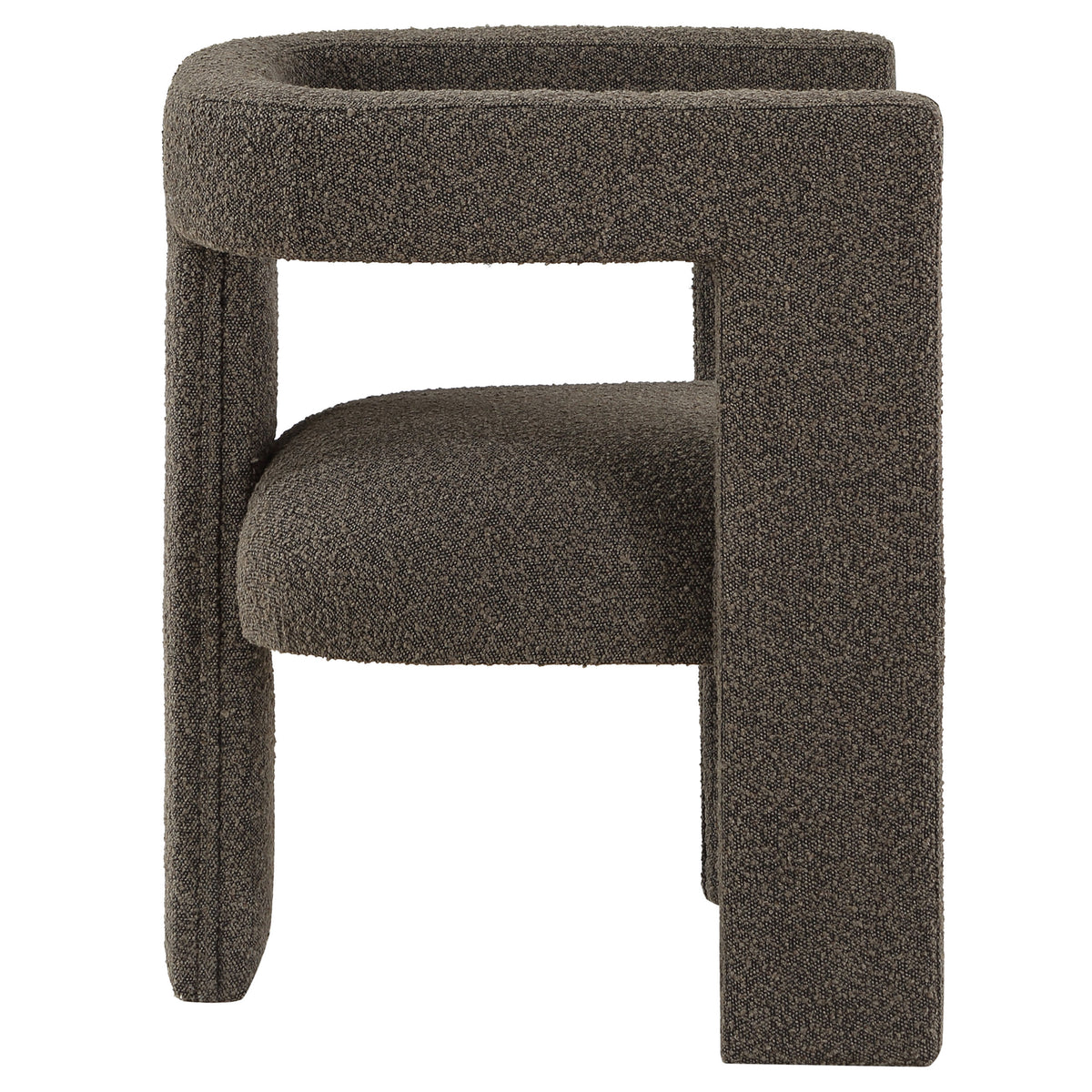 Petra Curved Boucle Accent Chair - Fully Upholstered Sculptural Silhouette in Chocolate Brown – view 9